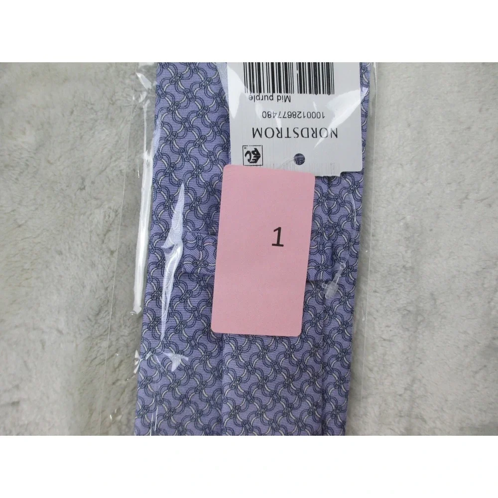 NEW ETON Neck Tie Mens Purple Geometric Silk Made In Italy Casual 01